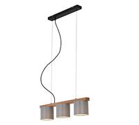 BRILONER, lámpara colgante de 5 luces, retro, vintage, regulable en altura, 3x E14, máx. 25 Watt, metal-madera incl. plafón, 650x150x1360mm (largo x ancho x alto), Color Negro Y Gris