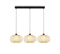 BRILONER - Lámpara Colgante de Bambú, Lámpara de Techo para el Salón, de Madera, Estilo Boho, Casquillo E27, 70x28x120 cm (LxAnxAl)