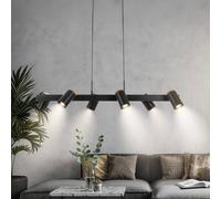 Briloner Lámpara colgante Duta, longitud 110 cm, negro mate, metal, 6 luces.