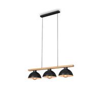 BRILONER - Lámpara colgante, Lámpara colgante retro, Luz colgante vintage, 3 x E27, máx. 40 W, lámpara de comedor, metal madera, negro, 980x250x1035mm (LxBxH)