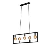 Briloner - Lámpara colgante, Lámpara colgante retro, Luz colgante vintage, 5 x E27, máx. 40 W, Lámpara de comedor, Metal, Negro, 980x1500mm (LxH)