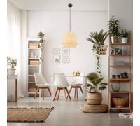 Briloner Lámpara colgante Papper, 1 luz, color natural, rafia, E27