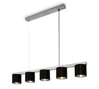 BRILONER - Lámpara colgante retro, lámpara colgante, vintage, lámpara colgante pantalla de tela, lámpara de comedor, altura ajustable, E14, plata-negro.