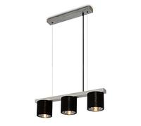 BRILONER - Lámpara colgante retro, lámpara colgante, vintage, lámpara colgante pantalla de tela, lámpara de comedor, altura ajustable, E14, plata-negro.
