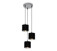 BRILONER - Lámpara Colgante Retro, Lámpara Colgante, Vintage, Lámpara Colgante Pantalla de Tela, Lámpara de Comedor, E14, Plata-Negro.
