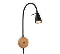 BRILONER - Lámpara de lectura, Lámpara de pared interior, Lámpara LED, Lámpara de pared interior, Giratoria, Interruptor, Enchufe, Madera negra, FSC