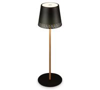 Briloner - Lámpara de mesa con batería LED 2 en 1, regulable por niveles, táctil, luz móvil, lámpara de mesa LED exterior, lámpara de mesa LED inalámbrica, aspecto de madera negra