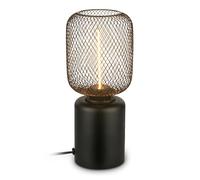 BRILONER - Lampara de mesa con malla metálica, interruptor en el cable, casquillo E27, luz mesita noche, lampara escritorio o dormitorio, 10 x 25 cm, negro