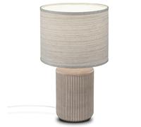 BRILONER- Lámpara de Mesa con Pantalla de Tela, Interruptor por Cable, Base de Cerámica,Lampara de Escritorio, Lampara de Lectura, Lámpara de Mesa, Lamparas de Mesita de Noche, 22x37,5 cm, Marrón