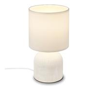 BRILONER- Lámpara de Mesa con Pantalla de Tela, Interruptor por Cable, Base de Cerámica,Lampara de Escritorio, Lampara de Lectura, Lámpara de Mesa, Lamparas de Mesita de Noche, 15x28 cm, Blanco