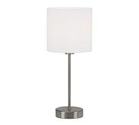 BRILONER- Lámpara de Mesa con Pantalla de Tela, Interruptor por Cable, Casquillo E14, Máx.25W, Lampara de Escritorio, Lampara de Lectura, Lámpara de Mesa, Lamparas de Mesita de Noche, 16x38 cm, Blanco