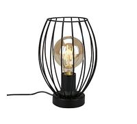 BRILONER - Lámpara de Mesa, Lámpara de Mesita de Noche, Lámpara de Escritorio, 1 Bombilla E27, Incluye Interruptor de Cable, Color Negro, 175 x 256 mm