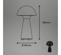Briloner - Lámpara de Mesa LED con Batería, Regulable, Táctil, Luz Móvil, Lamparas de Mesita de Noche, Lampara de Mesa, Lampara Recargable, Lampara LED, Lampara Inalambrica, 28x16 cm, Negro
