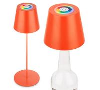 BRILONER - Lámpara de mesa LED inalámbrica 3 en 1 RGBW IP44, táctil, regulable, batería y luz reemplazables, lámpara de noche, lectura, camping, lámpara de batería, 36x12 cm, naranja