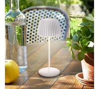 Briloner Lámpara de mesa LED recargable Brilo unplugged Riffle, 20 cm, blanca EC:EPREL:2218154
