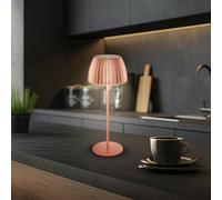 BRILONER - Riffle Lampara de mesa sin cable LED inalámbrica IP44 con borde luminoso, regulador táctil, lampara mesita noche sin cable, ganadora del German Design Award, 14,5x36,5 cm, color cobre