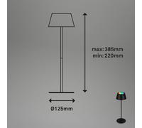 Briloner Lámpara de mesa LED recargable Kiki, negra, IP44, 3.000 K, RGBW