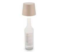 BRILONER - Lampara de mesa sin cable con control táctil, regulable, luz blanca cálida, lampara de botella, lampara mesita noche sin cable, lampara mesa LED recargable, 10,5x11,5 cm, beige