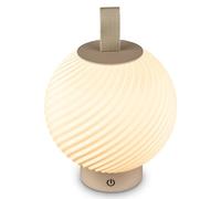 Briloner - Lampara de mesa sin cable LED, control táctil, IP44, regulable con luz cálida, cable usb-c y batería reemplazable, lampara mesita noche sin cable, 18 x 25 cm, Beige