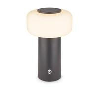 BRILONER - Lampara de mesa sin cable LED IP44 con control táctil, regulable, batería intercambiable, lampara mesita noche sin cable, lampara mesa LED recargable, 13x20,6 cm, antracita