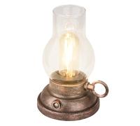 BRILONER - Lampara de mesa sin cable LED IP44 con control táctil, regulable, batería intercambiable, lampara mesita noche sin cable, lampara mesa LED recargable, 10,5x17,5 cm, bronce