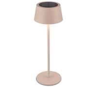 BRILONER - Lampara de mesa sin cable LED IP44 con pantalla táctil, CCT, regulable, solar, lampara mesita noche sin cable, lampara mesa LED recargable, lampara mesilla, 11,5x32 cm, beige