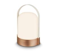 BRILONER - Lampara de mesa sin cable, regulable en niveles, ip44, cable usb-c, brillo regulable, LED recargable, lampara mesita noche, 14.5 x 13.5 x 24 cm, bronce blanco metálico