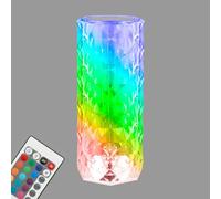 BRILONER - Lámpara de noche a pilas, lámpara de mesa inalámbrica, lámpara LED RGB con mando a distancia, lámpara de mesa de cristal táctil, transparente, cable USB-C, 215x90mm (HxD)