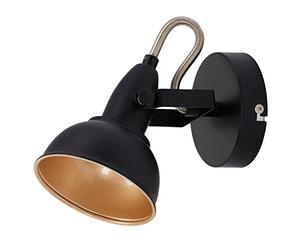 BRILONER - Lámpara de pared, diseño industrial/retro, iluminación de salón clásica, E14, máx. 40 W, 15.6 x 10 x 15.6 cm, color Negro / Oro, aplique pared interior, lampara de pared, aplique pared