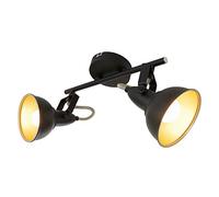 BRILONER - Lámpara de Techo, 2 focos, retro, iluminación de salón clásica, E14, máx. 40 W, 30.4 x 10 x 18.1 cm, color Negro / Oro, lamparas de techo salon, lampara techo dormitorio
