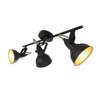 BRILONER - Lámpara de Techo , 3 focos, Carril, iluminación de salón clásica, E14, máx. 40 W, 55.4 x 10 x 18.1 cm, color Negro / Oro, lamparas de techo salon, lampara techo dormitorio