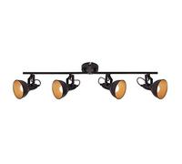 BRILONER - Lámpara de Techo, 4 focos, retro, iluminación de salón clásica, E14, máx. 40 W, 79,5 x 10 x 18,5 cm, color Negro / Oro, lamparas de techo salon, lampara techo dormitorio