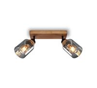 BRILONER - Lámpara de techo, Lámpara de techo, Lámpara, Vidrio ahumado, Giratoria, Lámpara de salón, Lámpara de dormitorio, Lámpara de cocina, Madera negra