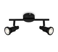 BRILONER - Lámpara de techo LED baño, regulable, lámpara de techo LED baño, IP44, color de luz blanco cálido, GU10, negro, 275x80x123 (LxAxH)