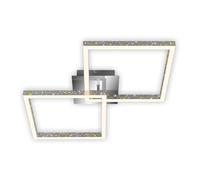 BRILONER - Lámpara de techo LED con efecto brillo, lámpara de techo LED regulable, luz blanca cálida orientable, marco, aluminio-cromo