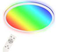 BRILONER - Lámpara de techo LED inteligente, colores brillantes RGB, efecto de luz indirecta, luz blanca neutra, lámpara de salón WiFi, mando a distancia, control por voz.