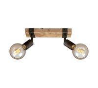 BRILONER - Lámpara de techo vintage orientable, base de madera, casquillo E27, máx. 25 W, lámpara de techo, lámpara de salón, dormitorio, cocina, foco de techo, 28 x 10 x 9 cm, madera negra