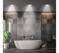 Briloner Lámpara empotrable LED Klira, níquel mate, Ø 9 cm, IP44, juego de 3 EC:EPREL:1930494