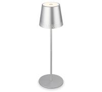 BRILONER - Lámpara LED de Mesa 2 en 1, Regulación Continua, Táctil, Luz Móvil para Exteriores, Sin Cable, Cromo Mate