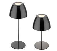 Briloner - Lámpara LED de sobremesa inalámbrica IP44 con tacto, regulable, batería y fuente de luz intercambiables, lámpara de mesilla de noche, lámpara de sobremesa a pilas, 13,5x36cm, negro-cromo