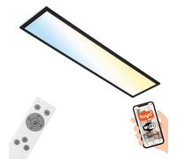 BRILONER - Lámpara LED de techo funciona con Alexa, app y control por voz, ajustable de blanco cálido a blanco frío, lámpara LED, 100x25x6,6 cm, negro