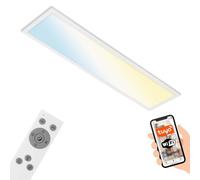 BRILONER - Lámpara LED de techo funciona con Alexa, app y control por voz, ajustable de blanco cálido a blanco frío, lámpara inteligente para el salón de casa, 100x25x6,6 cm, blanco