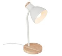 BRILONER - Lampara mesa con cable e interruptor, orientable, E14, máx. 10 W, lamparas mesita noche, mesa salon, 14 x 38 cm, madera blanca