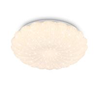 BRILONER - Lampara techo LED con efecto cielo estrellado, luz blanco cálido, borde ondulado decorativo, plafon LED, lamparas de salón, lampara dormitorio, 38,5 x 8,5 cm, blanco
