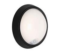BRILONER LED, lámpara de Pared para Exterior con Sensor de Movimiento y Detector crepuscular, 12 W, 1.150 lúmenes, 4.000 Kelvin, Blanca/Negra, Redonda, Ø 17 cm, 17x7cm, Negro