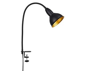 BRILONER Leuchten 2603-015 - Lámpara de lectura con pinza (incluye brazo flexible, incluye interruptor de encendido y apagado, 1 bombilla E14, máx. 25 W, metal), color negro y dorado