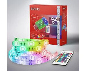Briloner Leuchten 3 M, Banda, Auto-Adhesivos, 90 X RGB, Luz, Luz de Tira, Manguera de Luz, LED de Stripe, Plástico, 0.16 W, Color Blanco, 300 X 1 X 0.3 Cm