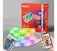 BRILONER Leuchten Cinta, Tira de LED de 5 m, autoadhesiva, se Puede acortar, Regulable, Incluido Remoto, WiFi, Control de Aplicaciones, Amazon Echo, función de Cambio de Color, Blanco, 2256-150