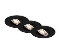 Briloner Leuchten empotradas, Juego de 3 Luces de Techo, módulo LED Giratorio, 5 vatios, 460 lúmenes Cada, 3000 Kelvin, IP23, Negro Mate, 90x24 mm (diám. x Alto) (7146-035)