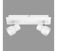 Briloner Leuchten - Foco de techo LED, lámpara de techo de 2 focos, proyector orientable y giratorio, 2x GU10, 5 W, 460 lumen, 3000 Kelvin, blanca